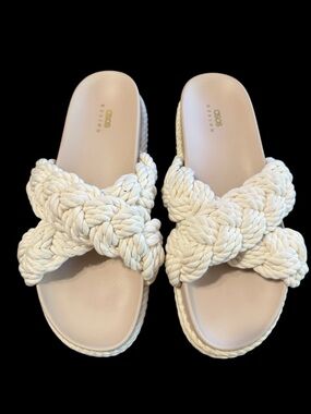 Asos Womens White Jasmine Braided Espadrille Sandals Slip On Open Toe US 10 NWT